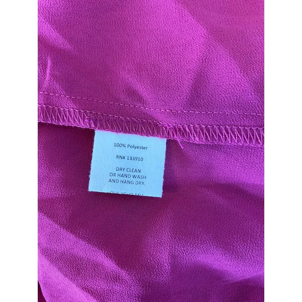 Show Me Your MuMu Bronte Maxi Dress Size XS Fuchsia Pop Pink Side Slits Chiffon - Picture 9 of 11